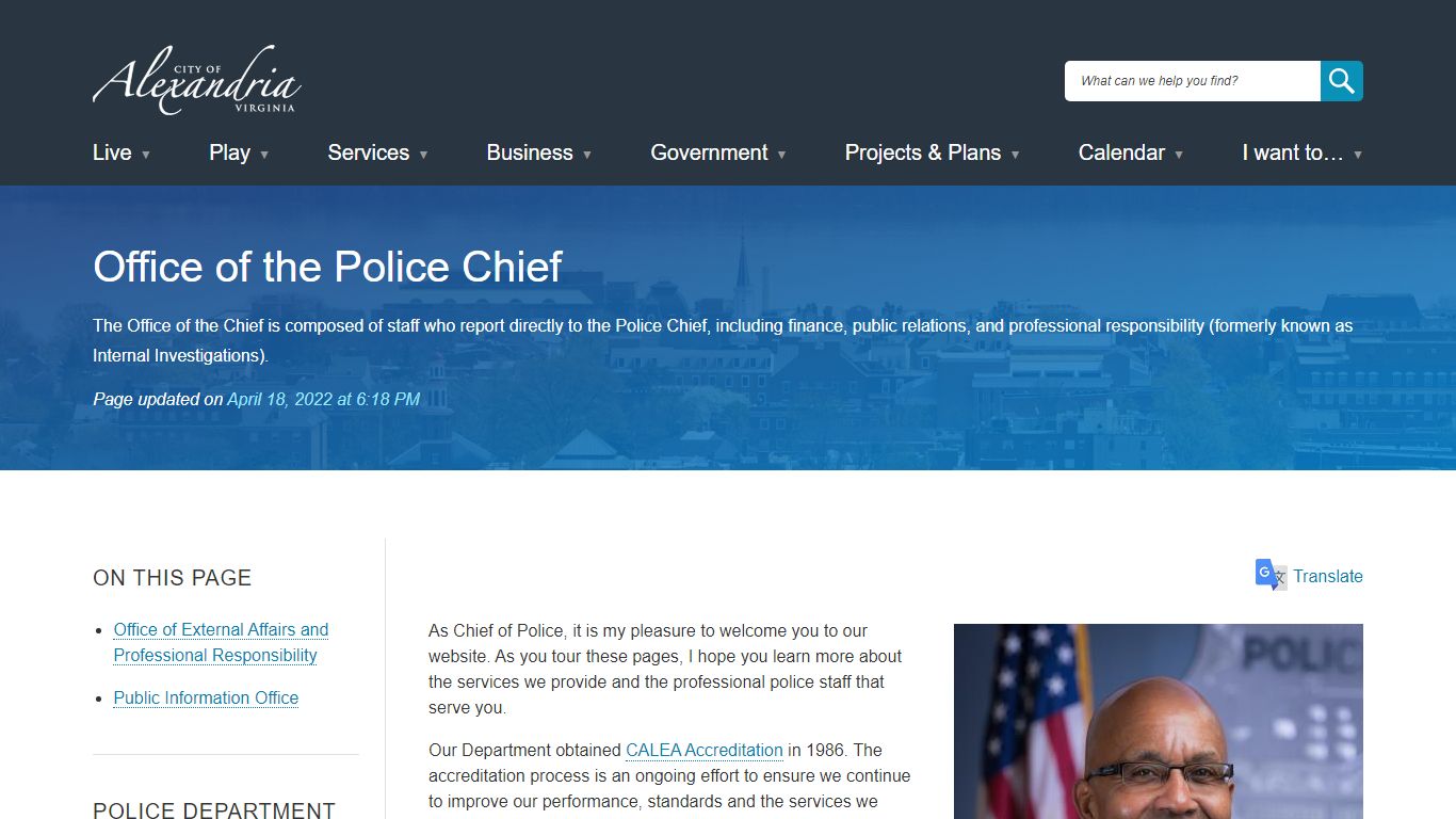 Office of the Police Chief | City of Alexandria, VA